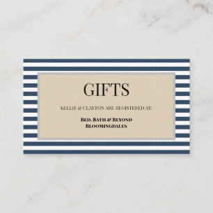 Gerahmte Geschenkkarte mit den blauen Streifen Begleitkarte