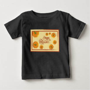 Gerahmte Grußkarte Happy Halloween Typografie Baby T-shirt