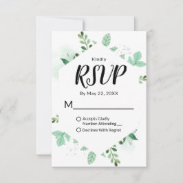 Gerahmte Hochzeit mit frischem Blattwerk RSVP Karte