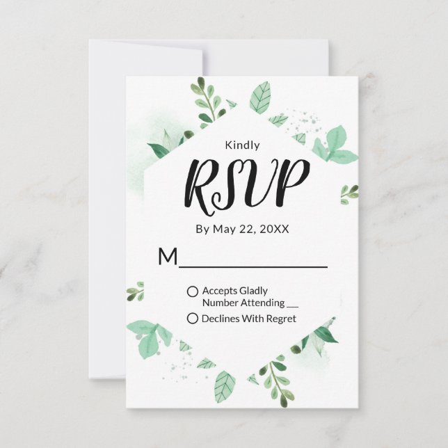 Gerahmte Hochzeit mit frischem Blattwerk RSVP Karte (Vorderseite)