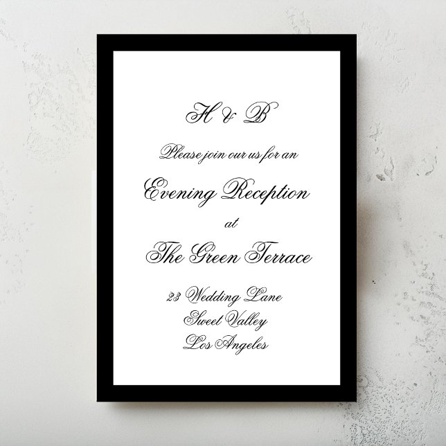 Gerahmte Hochzeit mit Script Black & White Begleitkarte (Von Creator hochgeladen)