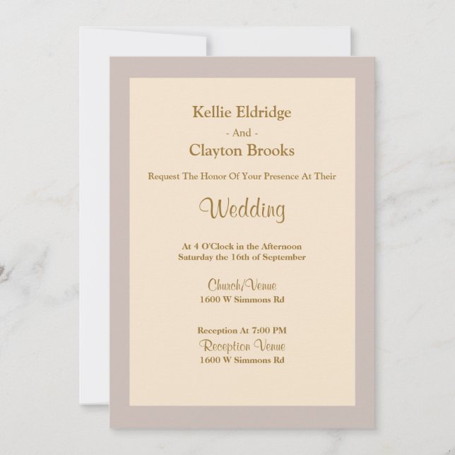 Gerahmte Hochzeitseinladung Champagner Einladung (Vorderseite)