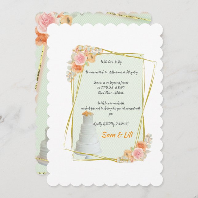 gerahmte Hochzeitseinladung Einladung (Vorne/Hinten)