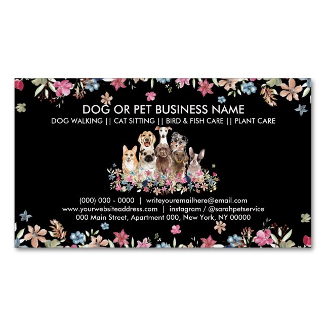 Gerahmte Hunde Magnetische Visitenkarte (Vorderseite)