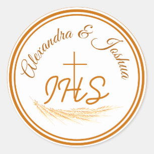 Gerahmte katholische Bibelverse Hochzeit Klassisch Runder Aufkleber