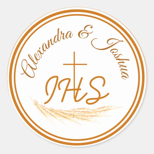 Gerahmte katholische Bibelverse Hochzeit Klassisch Runder Aufkleber (Vorderseite)