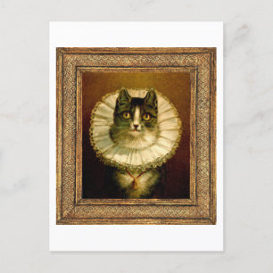 Gerahmte Katze im elisabethanischen Collar Kostüm Postkarte