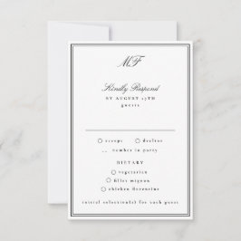 Gerahmte klassische formale Schwarze Krawatte Weiß RSVP Karte