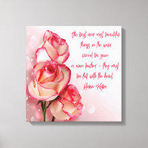Gerahmte Leinwandkunst Rosa Rosen Helen Keller Zit