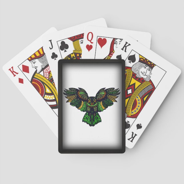 Gerahmte Majestic Emerald Owl Bicycle Playing Card Spielkarten (Rückseite)