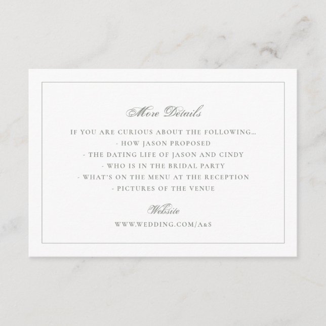 Gerahmte Mongram Hochzeit von Green White Begleitkarte (Vorderseite)