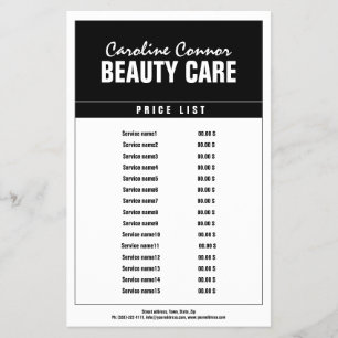 gerahmte Preisliste für Minimalistische Schwarz-We Flyer