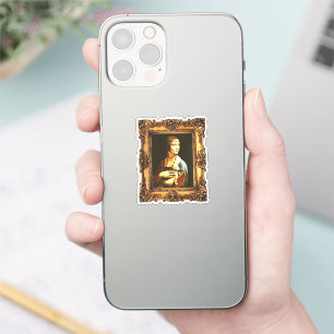 Gerahmte Renaissance Kunst: Dame mit Ermine Da Vin Aufkleber