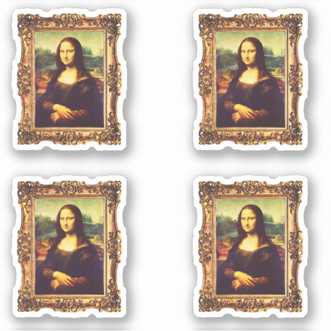 Gerahmte Renaissance Kunst: Mona Lisa by Da Vinci  Aufkleber (Vorderseite)