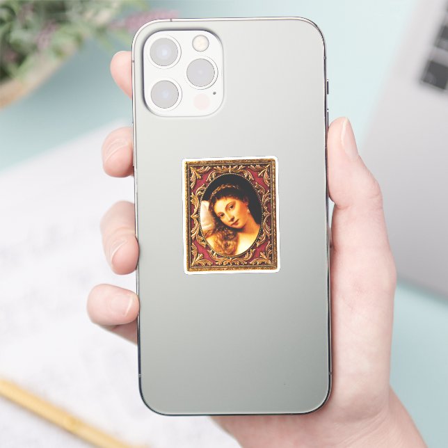 Gerahmte Renaissance Kunst: Venus Urbino von Tizia Aufkleber (Telefon)