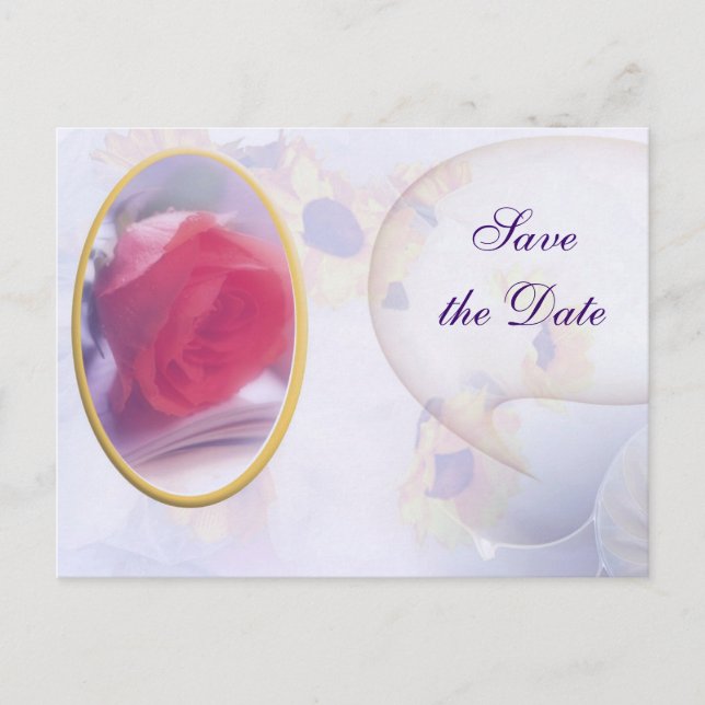 Gerahmte Rose Save the Date Postkarte (Vorderseite)
