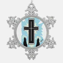 Gerahmte Schneeflocke : CATHOLIC CROSS Schneeflocken Zinn-Ornament