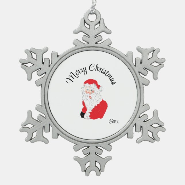 Gerahmte Schneeflocke : Der Weihnachtsmann Schneeflocken Zinn-Ornament (Vorderseite)