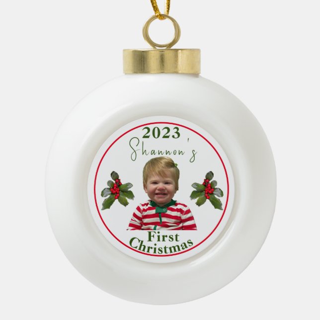 Gerahmte Schneeflocke Keramik Kugel-Ornament (Vorderseite)