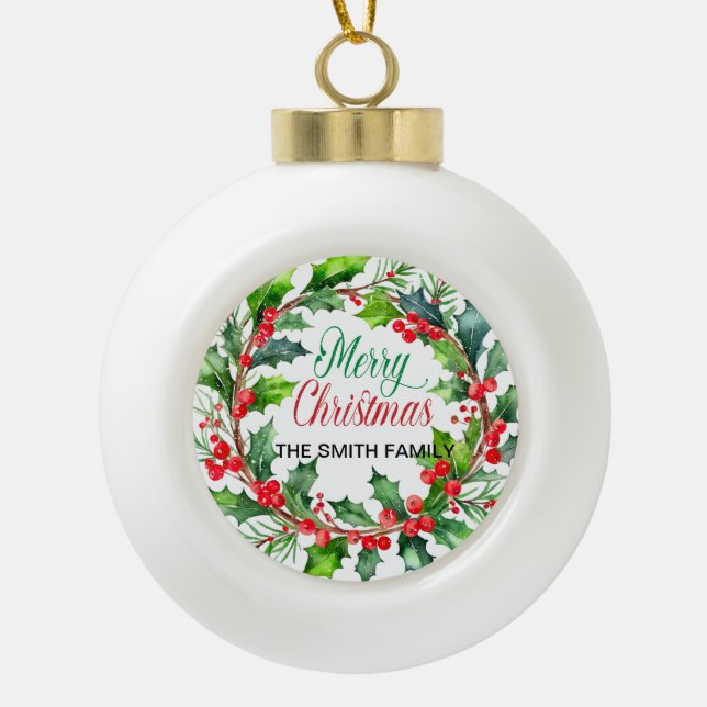 Gerahmte Schneeflocke Keramik Kugel-Ornament (Vorderseite)