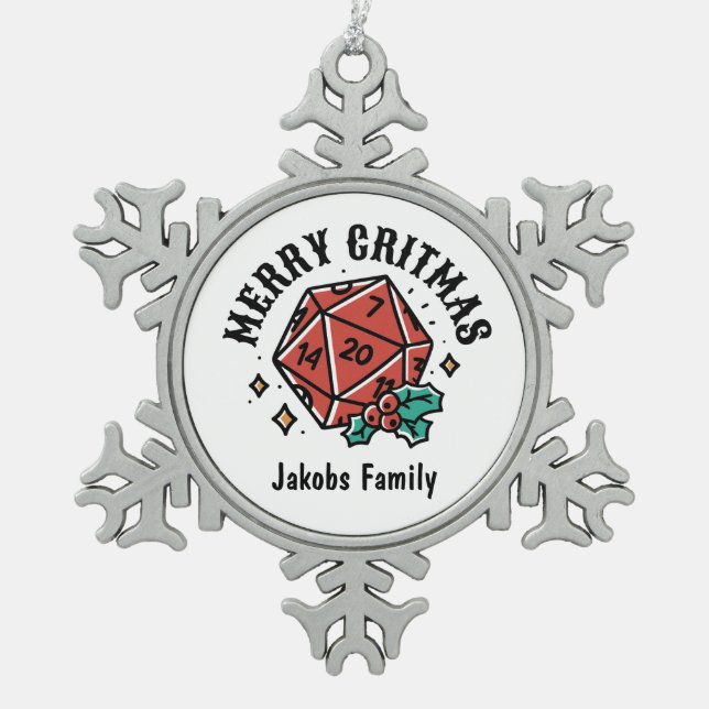 Gerahmte Schneeflocke Schneeflocken Zinn-Ornament (Vorderseite)