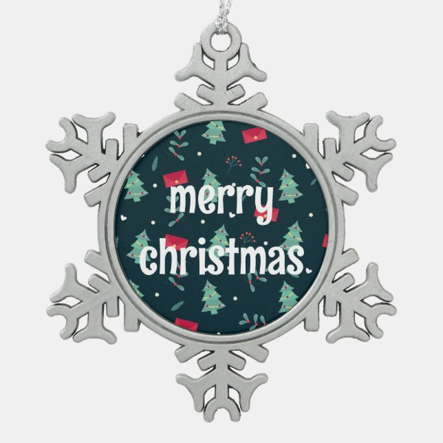 Gerahmte Schneeflocke Schneeflocken Zinn-Ornament (Vorderseite)