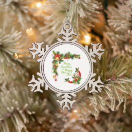 Gerahmte Schneeflocke Schneeflocken Zinn-Ornament