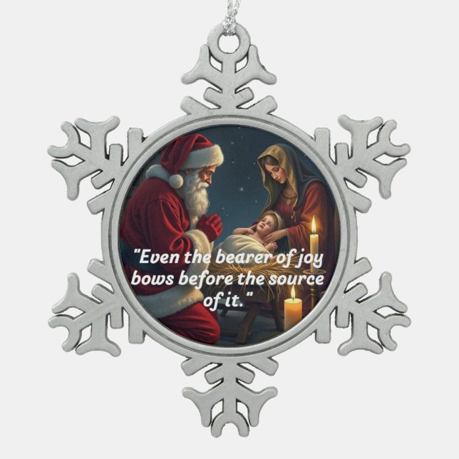 Gerahmte Schneeflocke Schneeflocken Zinn-Ornament (Vorderseite)