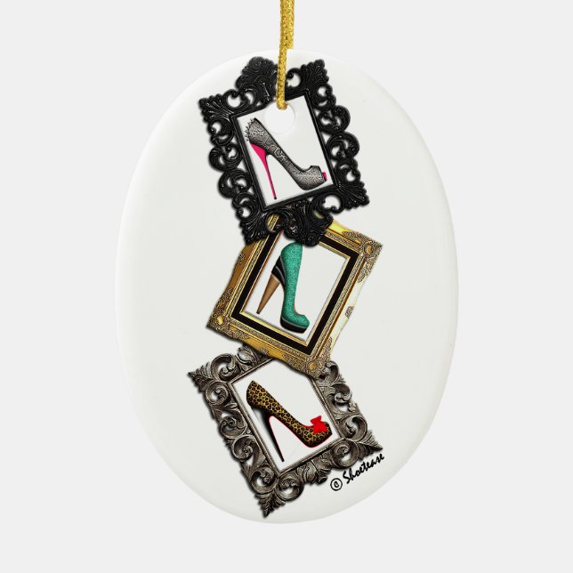 Gerahmte Schuh-Verzierung Keramikornament (Vorne)