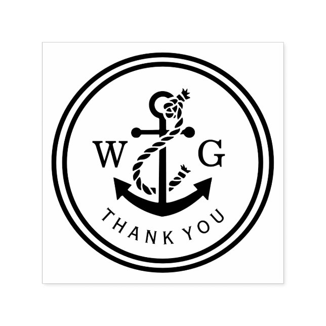 Gerahmter Anker mit Couple Monogram Vielen Dank Permastempel (Design)