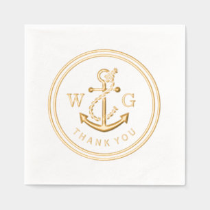 Gerahmter Anker mit Monogram 2, erster Dank Servietten Mit Folie