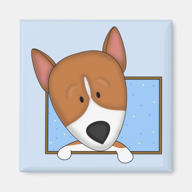 Gerahmter Cartoon Basenji Magnet (Vorne)