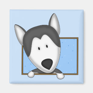 Gerahmter Cartoon-sibirischer Schlittenhund-Magnet Magnet