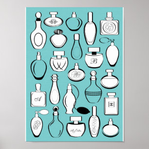 Gerahmter Druck der Luxusparfüme - Blau Poster