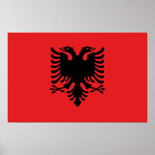 Gerahmter Druck mit der Flagge Albaniens Poster