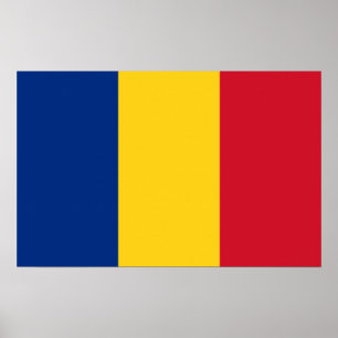 Gerahmter Druck mit der Flagge Rumäniens Poster