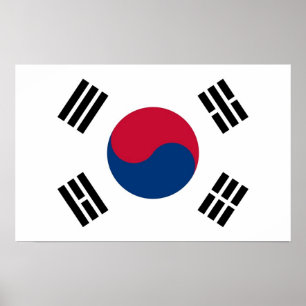 Gerahmter Druck mit der Flagge Südkoreas Poster