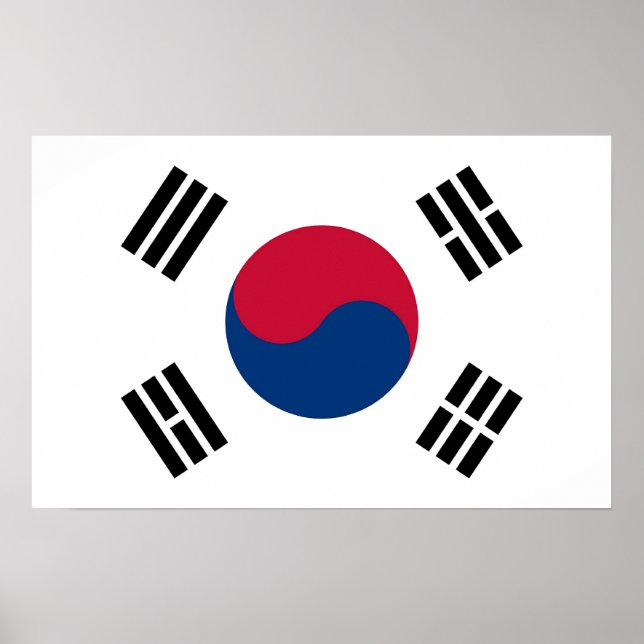 Gerahmter Druck mit der Flagge Südkoreas Poster (Vorne)