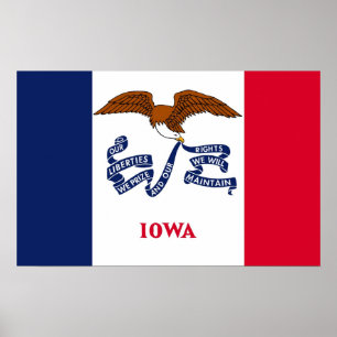 Gerahmter Druck mit der Flagge von Iowa, USA. Poster