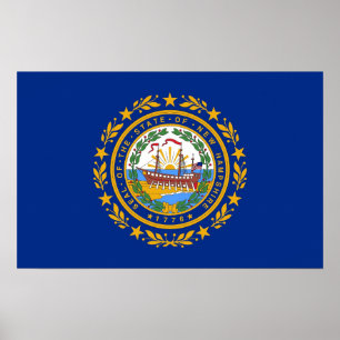 Gerahmter Druck mit Flag of New Hampshire, USA. Poster