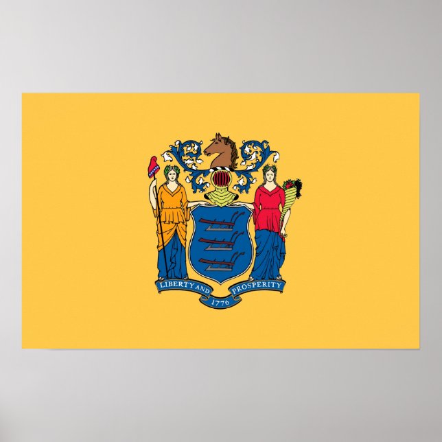Gerahmter Druck mit Flag of New Jersey, USA. Poster (Vorne)