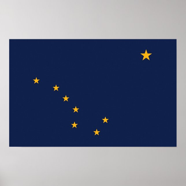 Gerahmter Druck mit Flag von Alaska, USA. Poster (Vorne)