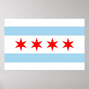 Gerahmter Druck mit Flag von Chicago, USA. Poster