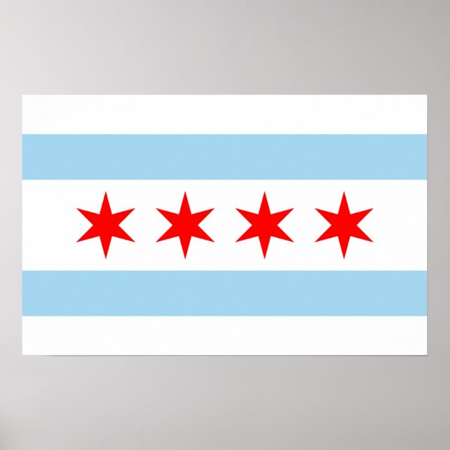 Gerahmter Druck mit Flag von Chicago, USA. Poster (Vorne)