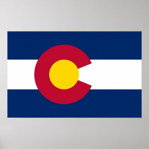 Gerahmter Druck mit Flag von Colorado, USA. Poster