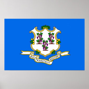 Gerahmter Druck mit Flag von Connecticut , USA. Poster