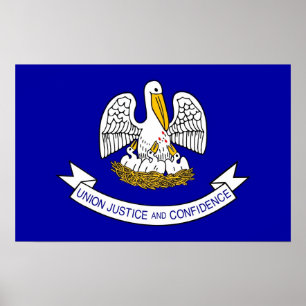 Gerahmter Druck mit Flag von Louisiana, USA. Poster