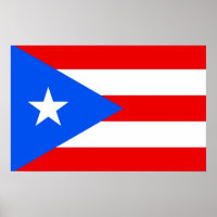Gerahmter Druck mit Flag von Puerto Rico, USA.