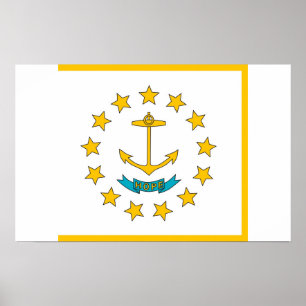 Gerahmter Druck mit Flag von Rhode Island, USA. Poster