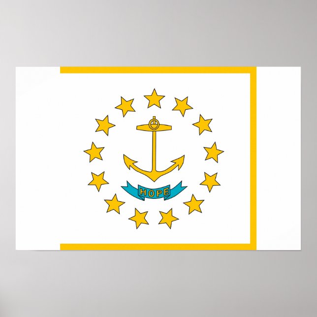 Gerahmter Druck mit Flag von Rhode Island, USA. Poster (Vorne)